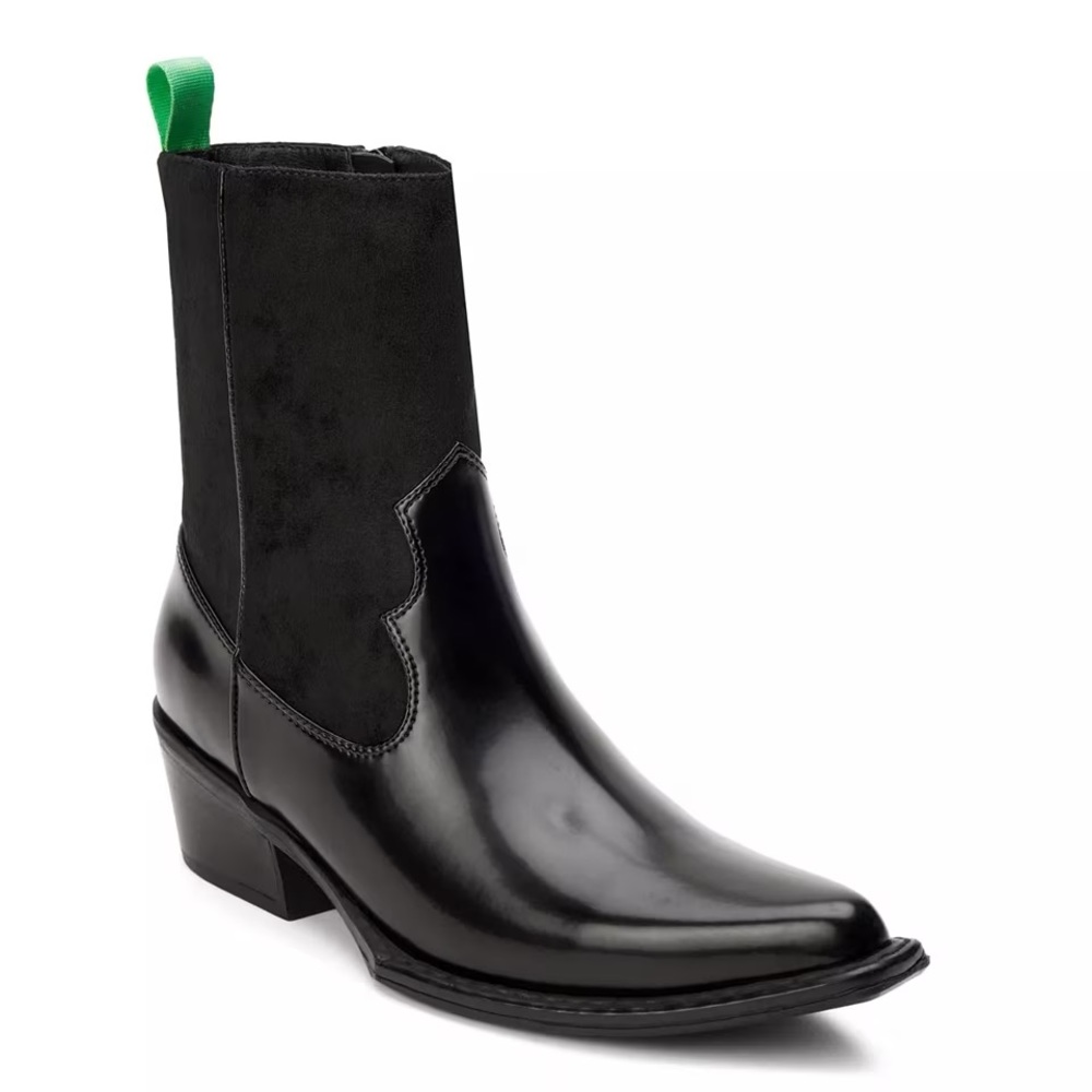 Coconuts by Matisse Harriet Western Ankle Boots in Black with Green Accent